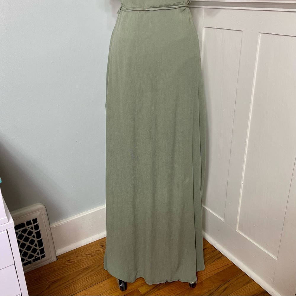 Lulu’s Much Obliged Wrap Maxi Dress Gauzy Flowy Casual Spring Summer Green Small - Picture 12 of 15